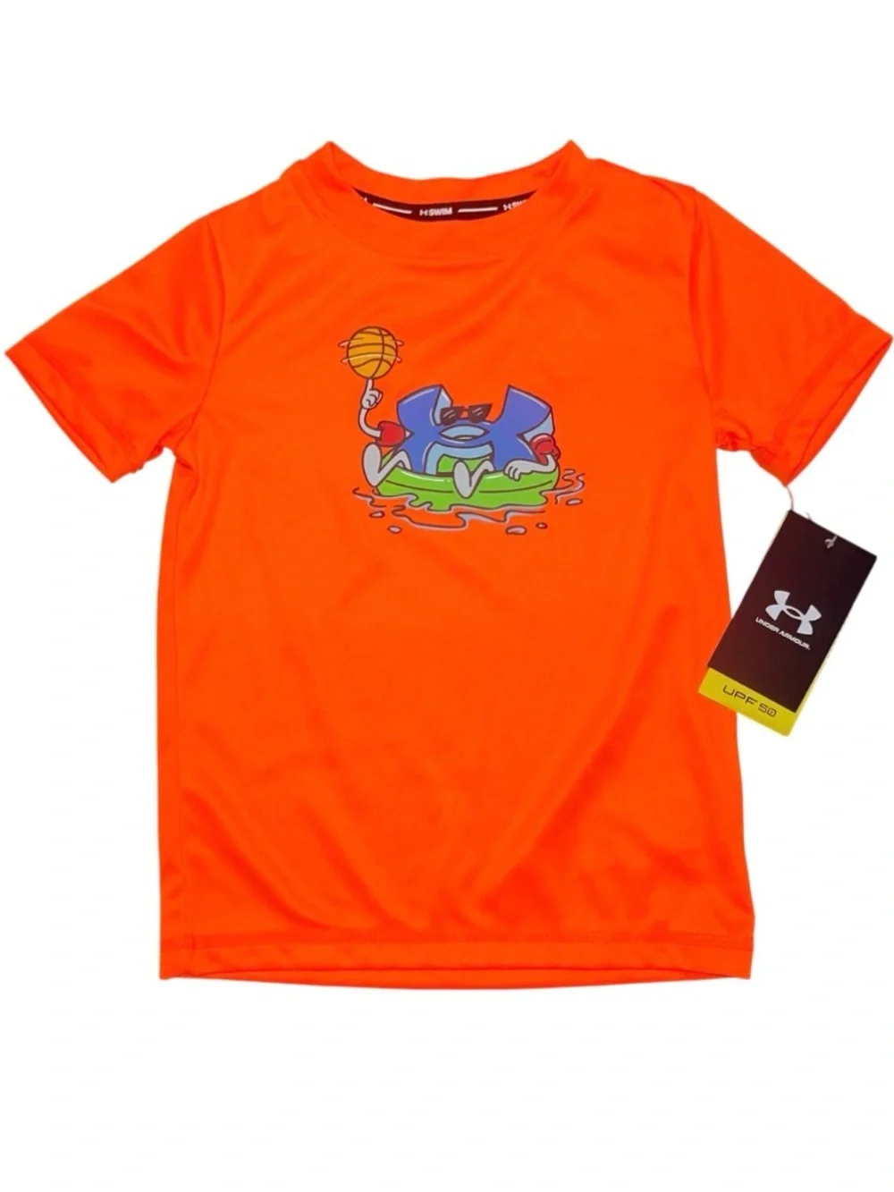 Under Armour Orange Sports  Basketball  Swim Leash Guard NWT Boys 4 UPF 50